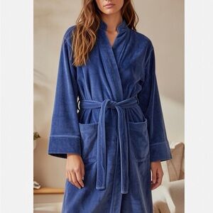 Cypress for Nordstrom cotton Plush Blue Bathrobe